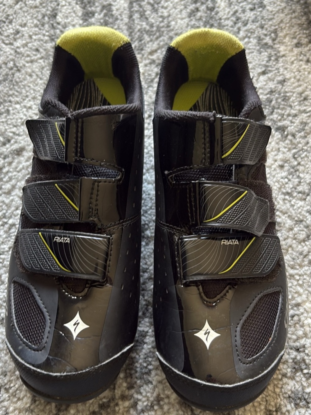 Specialized Black Riata Cycling Shoes with Triple Velcro Straps Sz 9